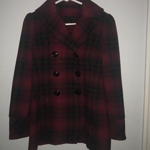 Steve Madden Plaid Pea Coat - Size Small